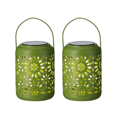 2x stuks solar lantaarn ijzer groen 17 cm 2x stuks solar lantaarn ijzer groen 17 cm