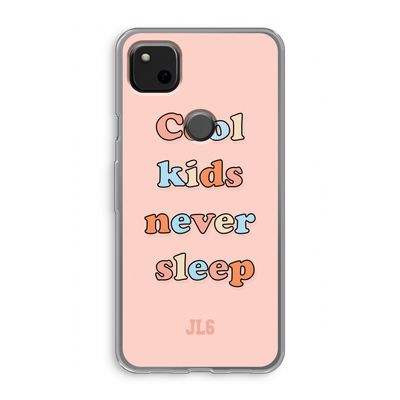 Cool Kids Never Sleep: Google Pixel 4a Transparant Hoesje