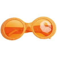 Oranje disco dames party bril met glitters   -