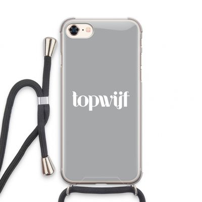 Topwijf Grijs Wit: iPhone 7 Transparant Hoesje met koord