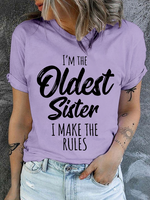 Womens Funny Sister Gift Old Sister Casual Cotton T-Shirt