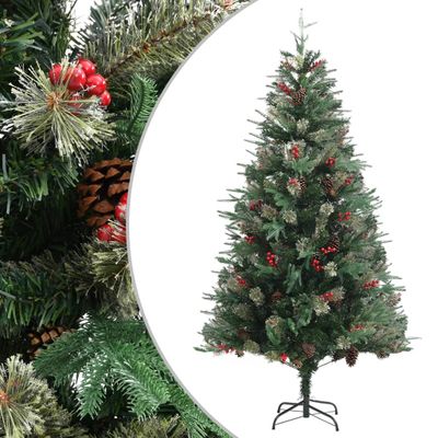 VidaXL Kerstboom met dennenappels 195 cm pvc en pe groen