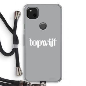 Topwijf Grijs Wit: Pixel 4a Transparant Hoesje met koord