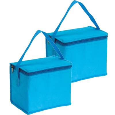 Kleine koeltas - 2x - lunch - lichtblauw - 20x13x17 cm - 4.5L - sixpack