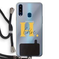 Amber Script: Samsung Galaxy A20s Transparant Hoesje met koord