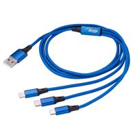 Akyga USB-kabel USB-A stekker, Apple Lightning stekker, USB-C stekker, USB-micro-A stekker 1.20 m Blauw AK-USB-27