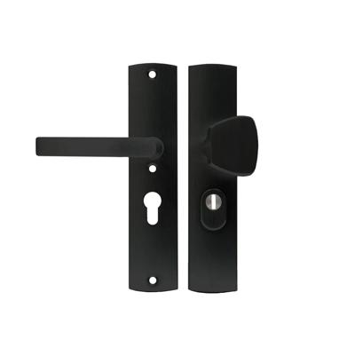 AXA AXA Curve Plus veiligheidsbeslag voordeur gebogen schild S-knop/Blok-kruk PC55 met kerntrekbeveiliging SKG3 - aluminium/zwart
