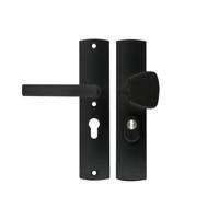 AXA AXA Curve Plus veiligheidsbeslag voordeur gebogen schild S-knop/Blok-kruk PC55 met kerntrekbeveiliging SKG3 - aluminium/zwart