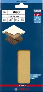 Bosch Accessories EXPERT C470 2608900854 Oscillerend schuurpapier Geperforeerd Korrelgrootte (num) 60 (l x b) 230 mm x 93 mm 10 stuk(s)