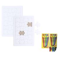DIY puzzel set met krijtjes - 8x - 24 blanco stukjes - zelf tekenen - 15 x 10 cm - speelgoed cadeau