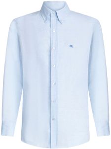 ETRO chemise en lin à logo brodé - Bleu