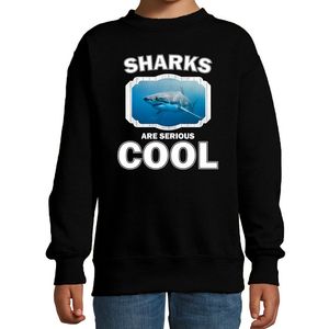 Sweater sharks are serious cool zwart kinderen - haaien/ haai trui