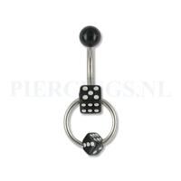Navelpiercing dobbelsteen slave hoop zwart
