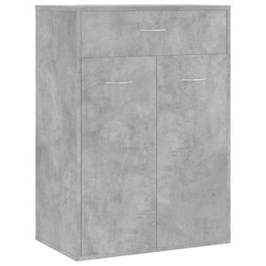 The Living Store Schoenenrek Betongrijs - 60 x 35 x 84 cm - Met 1 lade - 2 deuren en 4 binnenschappen