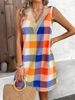 Casual V Neck Loose Dress With No