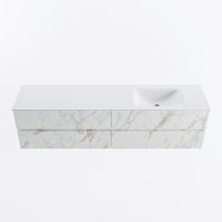 MONDIAZ VICA 190cm badmeubel onderkast Carrara 4 lades. Wastafel CLOUD rechts 1 kraangat, kleur Talc. - thumbnail