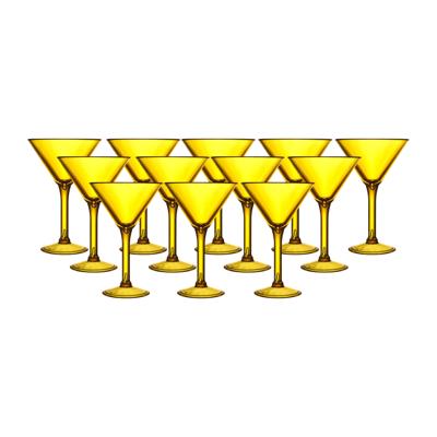 Home Deco Factory Cocktailglas - 12x - geel - kunststof - 24 cl - martini glas