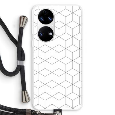 Zwart-witte kubussen: Huawei P50 Transparant Hoesje met koord