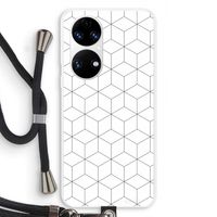 Zwart-witte kubussen: Huawei P50 Transparant Hoesje met koord
