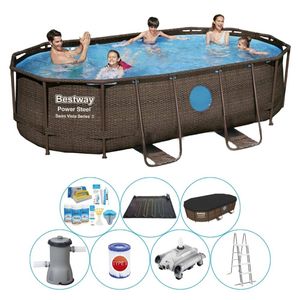 Bestway Power Steel Swim Vista OVAAL 427x250x100 cm - Zwembad Bundel