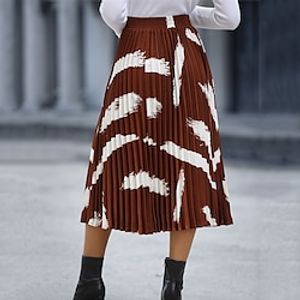 damesrok swing midi kunstprint zwartbruine kaki rokken vallenamp; winter geplooid hoge taille mode casual straat dagelijks s m l miniinthebox