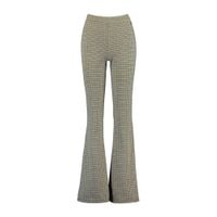 America Today geruite flared broek beige - thumbnail