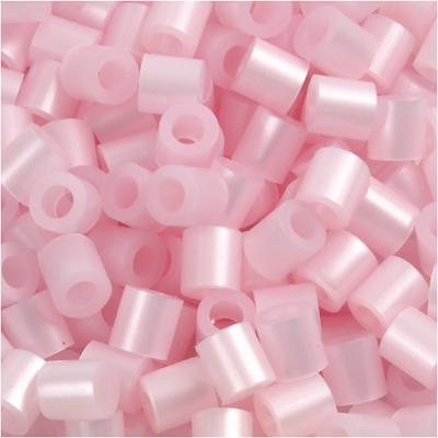 NABBI Strijkkralen, afm 5x5 mm, gatgrootte 2,5 mm, medium, roze parelmoer (32259), 1100 stuk/ 1 doos