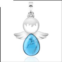 Vrouwen engel vleugels Hangers natuurlijke kristallen stenen kettingen (blauw turkoois)