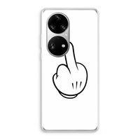Middle finger white: Huawei P50 Pro Transparant Hoesje