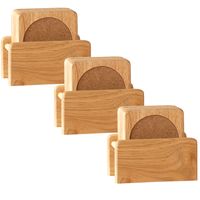 Set van 18x glazenonderzetters hout in houder 10 cm