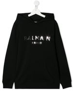 Balmain Kids sweat à capuche à logo imprimé - Noir - thumbnail