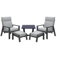 Garden Impressions Lora loungestoelen incl. voetenbank met Kent bijzettafel 47,5x47,5 - licht grijs