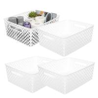 Storage Solutions Kast Opbergmand - 4x - van kunststof - wit - 29 x 35 x 13 cm - 11 liter inhoud