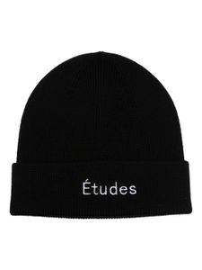 Etudes bonnet en laine à logo brodé - Noir