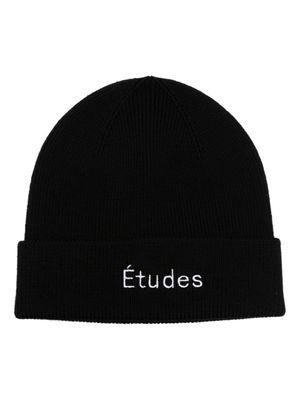 Études Studio bonnet en laine à logo brodé - Noir