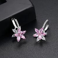 Leuke romantische mooie heldere stenen bloem vorm handige eenvoudige Stud koper Cubic Zirconia oorbellen (roze) Leuke romantische mooie heldere stenen bloem vorm handige eenvoudige Stud koper Cubic Zirconia oorbellen (roze)