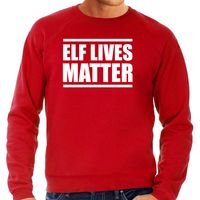 Elf lives matter Kerst sweater / Kerst outfit rood voor heren - thumbnail