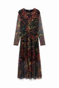 Slim fit midi-jurk met vlinders - GREEN - S