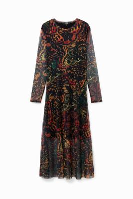 Slim fit midi-jurk met vlinders - GREEN - XS