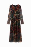 Slim fit midi-jurk met vlinders - GREEN - S