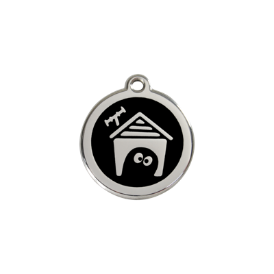 Dog House Black roestvrijstalen hondenpenning small/klein dia. 2 cm - Reddingo