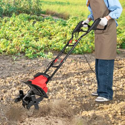 Elektrische Motorhack 1200W Werkbreedte 36 cm Werkdiepte 22 cm 380 Omwentelingen/min Opklapbare Tuinfrees 36,5 x 24 x 138 cm Rood