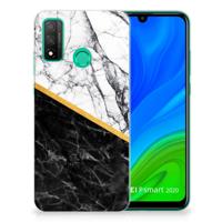Huawei P Smart 2020 | TPU | Siliconen hoesje | Marmer Wit Zwart - Origineel Cadeau Man