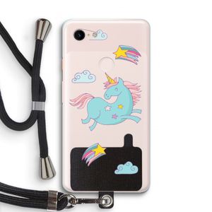 Vliegende eenhoorn: Pixel 3 XL Transparant Hoesje met koord
