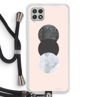 Marmeren cirkels: Samsung Galaxy A22 4G Transparant Hoesje met koord