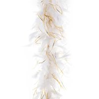 Carnaval verkleed veren Boa - kleur wit met gouddraad - 200 cm - thumbnail