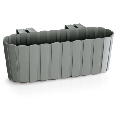 Balkon plantenbak/bloembak - met haken - kunststof - rechthoekige - grijs - 38 cm - Tuin decoraties