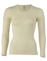 Dames Shirt Lange Mouw Zijde Wol Engel Natur, Kleur Gebroken wit, Maat 46/48 - Extra Large