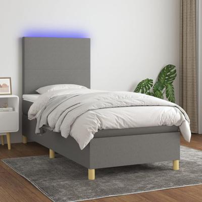 Boxspring met matras en LED stof donkergrijs 80x200 cm