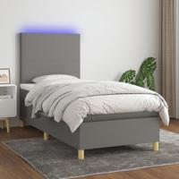 Boxspring met matras en LED stof donkergrijs 80x200 cm
